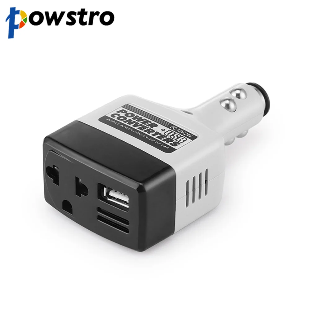 Powstro Car Charger Power Inverter Converter DC 12V to AC 220V 6W Modified Sine Wave Power with