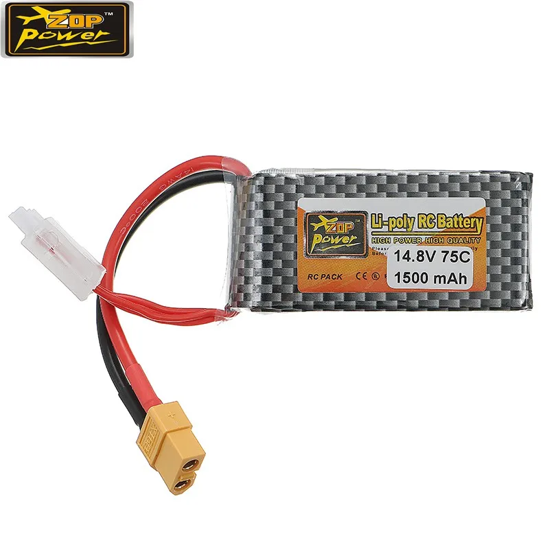 

Original ZOP Power 14.8V 1500mAh 75C 4S Lipo Battery Rechargeable XT60 Plug Connector For RC Models Multicopter Body Shell