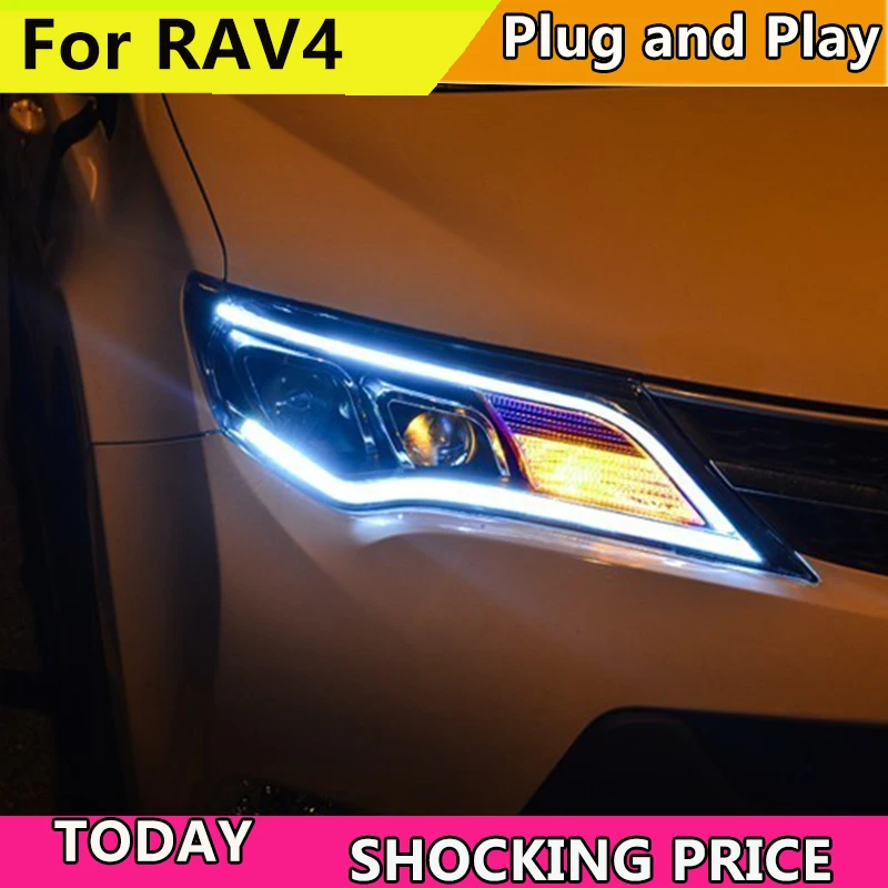 Автомобильный Стайлинг для Toyota RAV4 светодиодный фары 2013- RAV 4 фары DRL Биксеноновые линзы Высокий Низкий луч парковка противотуманная фара передняя