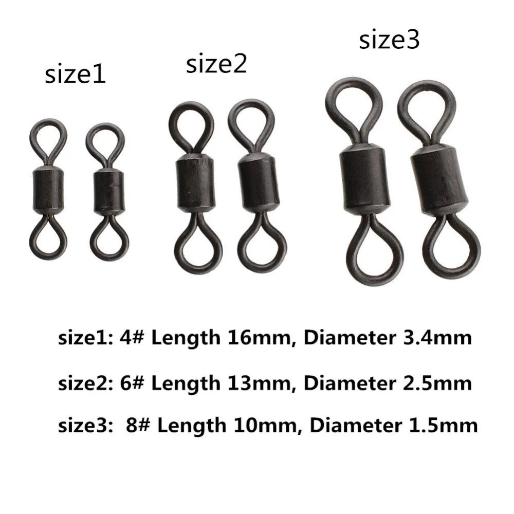 

new and hot 100Pcs Stainless Steel Fishing Lures Connector Rolling Bearing Swivel Solid Rings Fish Outdoor Tools