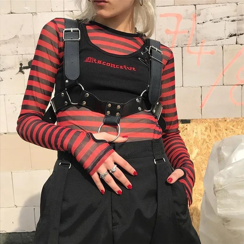

Punk Circles Rings Women Belt Shoulder Belt Adjustable Belts