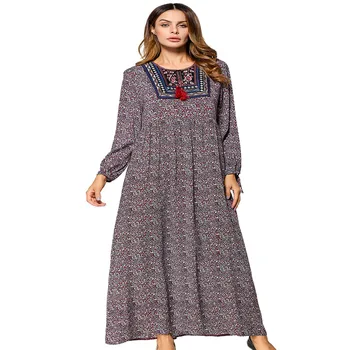

Women Muslim Long Sleeve Dress Islamic Abaya Jilbab Vintage Cocktail Maxi Ramadan Robe