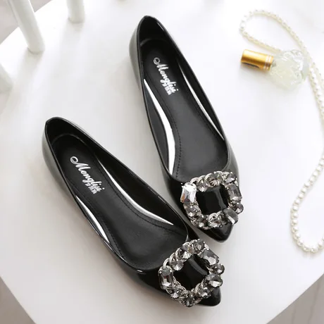 Женские мокасины с острым носком из ПУ кожи со стразами|designer women flats|women designer flatswomen