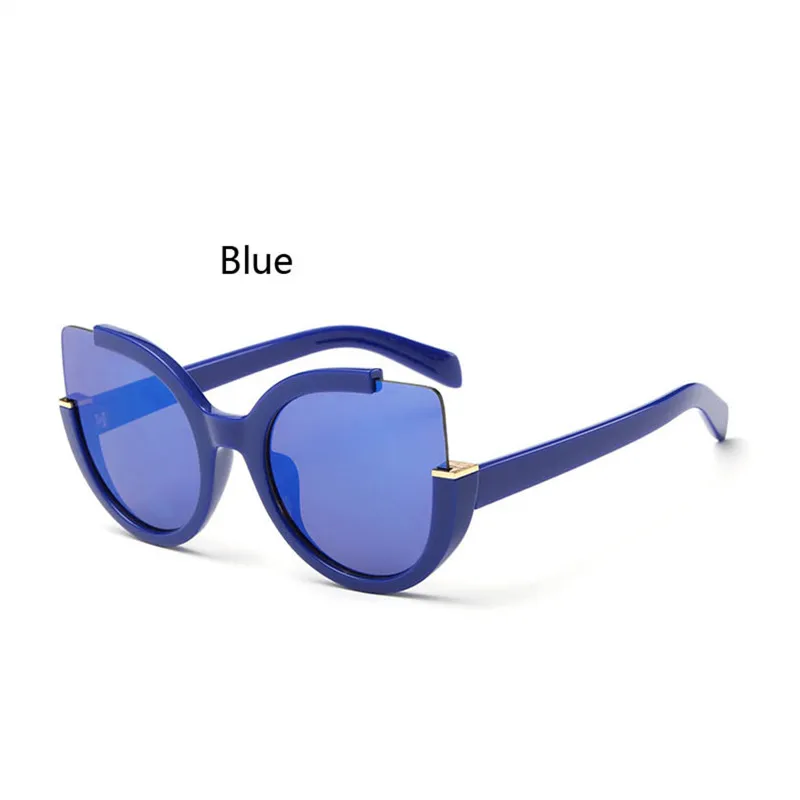 blue Роскошные женские солнцезащитные очки "кошачий глаз" с занавес, брендовые дизайнерские сексуальные женские солнцезащитные очки с защитой от уф400 лучей, Винтажные Солнцезащитные очки Lunette Soleil Femme - Цвет линз: blue