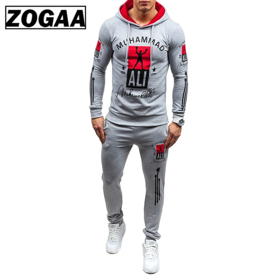 Brand 2 Pieces Top and Pant Spring Thin Set Men Track Suits Leisure Sportswear Man Solid Tracksuits Striped Tracksuit ZOGAA
