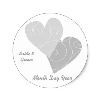 3.8cm Gray Heart Personalized Wedding Stickers | Дом и сад