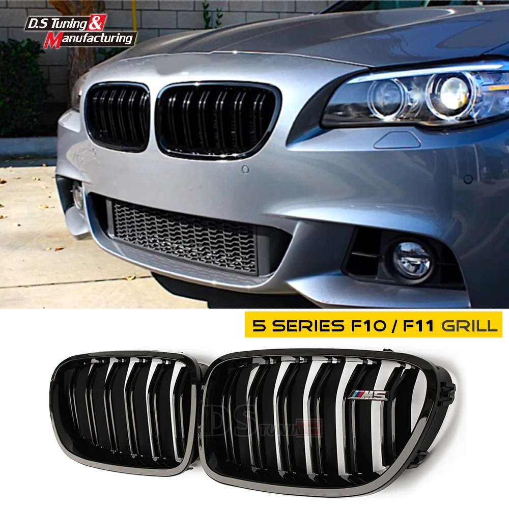 F10 Front Bumper Grill For BMW 5 Series F10 F11 Grille Mesh with M5 Logo Gloss Black 528i 535i