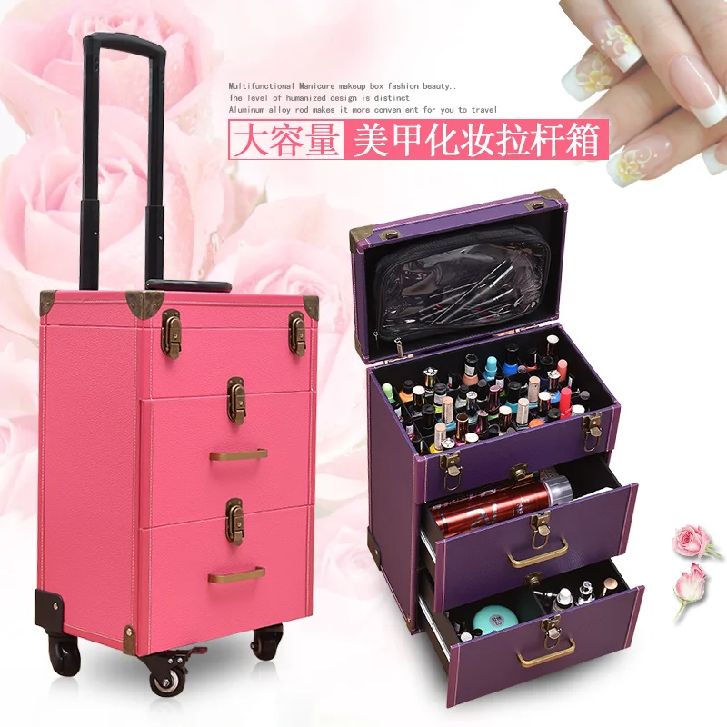 

Girls multifunction makeup rolling luggage special high-end toolbox women professional suitcase fashion cosmetic case