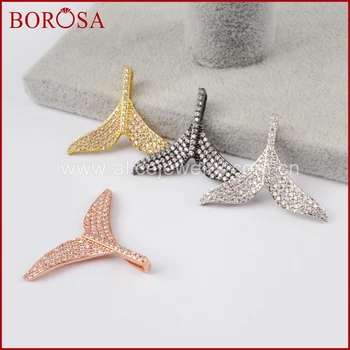 

BOROSA Micro Pave CZ Fishtail Charm,Druzy Cubic Zirconia Crystal Pendant for Women Necklace Fashion Jewelry WX617