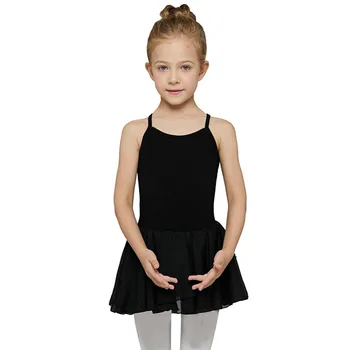 

Girls Ballet Dress Gymnastics Leotard Long Sleeve Solid Color Spaghetti Strap Ballet Clothing Dance Wear With Chiffon Dresses