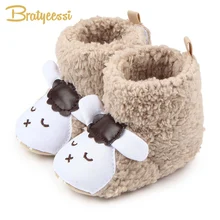 Мультфильм Детские Сапоги на плюшевой подкладке, зимние детские кроссовки для детей зимние ботинки на нескользящей подошве узоры в виде овцы, Панды Детские сапоги для мальчиков и девочек обувь; зимняя обувь