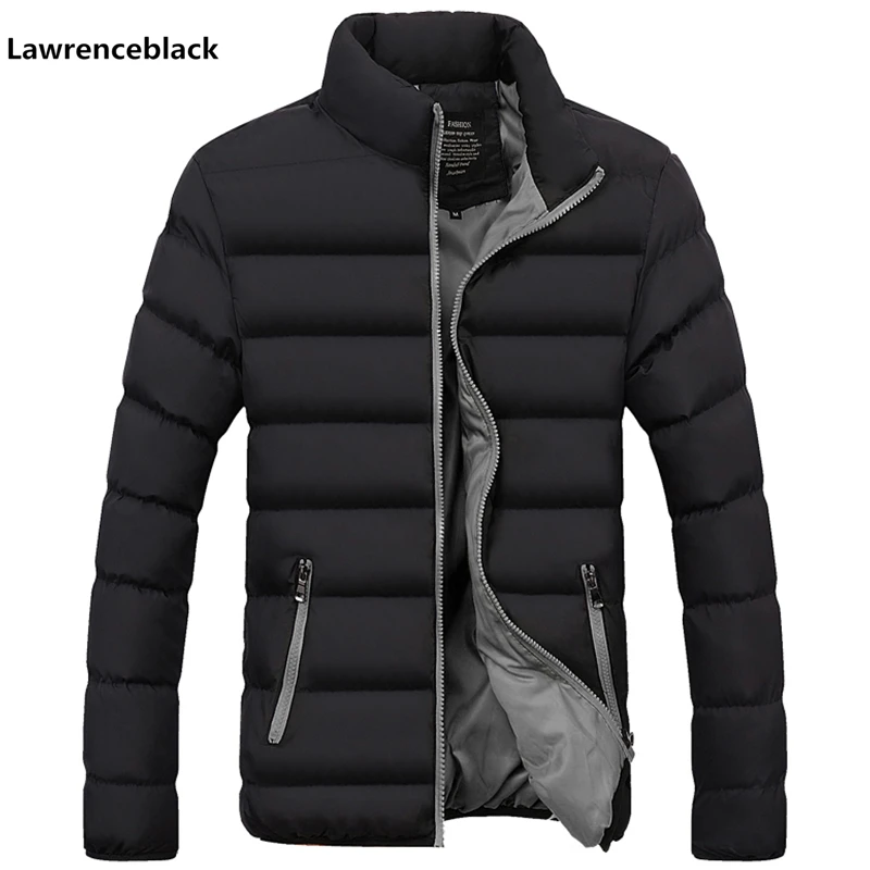 

Brand Men Parka Cotton Padded Winter Jacket Coat mens warm jacket Solid color Stand Collar Zipper Thick Coat Men Down Parka 1921
