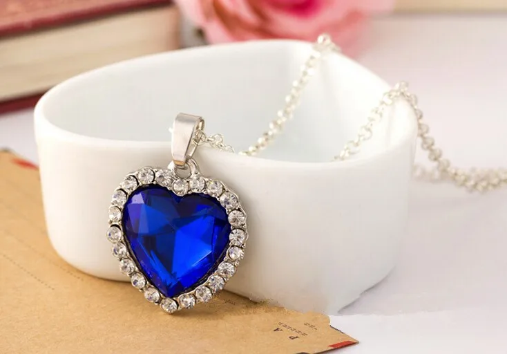 Anenjery, классическое циркониевое стекло, сердце океана, темно-синее Кристальное ожерелье, s& Кулоны, массивная цепочка, ожерелье для женщин, аниме ожерелье