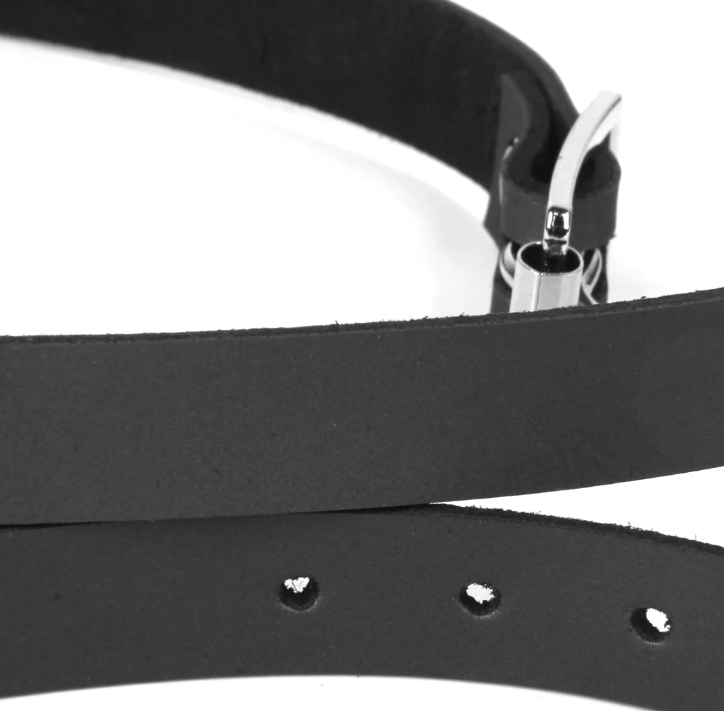 20` Cow Leather Alloy Buckle Black English Cow Leather Spur Straps Belt Band With Alloy Buckles