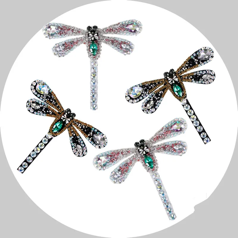 

Handmade Dragonfly Rhinestone Beaded Patches DIY Sew On Brooch Parch Applique For Clothing Shoes Decoration Accessories