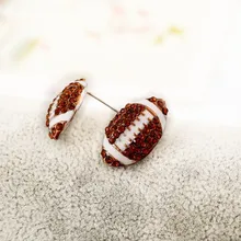 popular enamel sporty stud earring diy american football ball rhinestone crystal stone earrings one pair xye226 american football ball 39 m 3xl