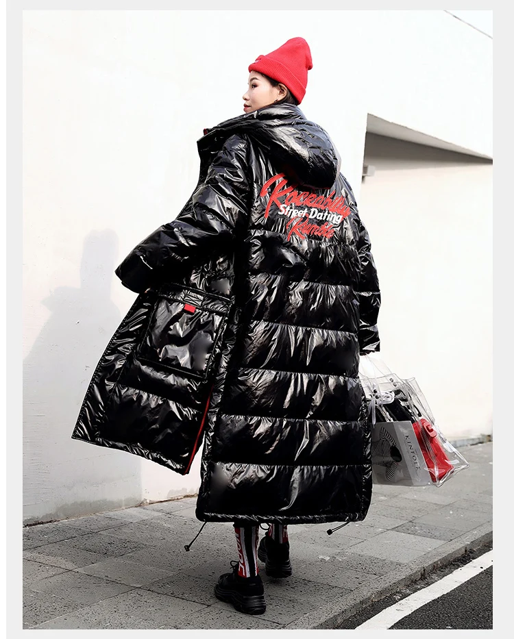 Большой размер Зимний пуховик для женщин выше колена длинная парка с капюшоном женская одежда Новое поступление плотное теплое Женское зимнее пальто