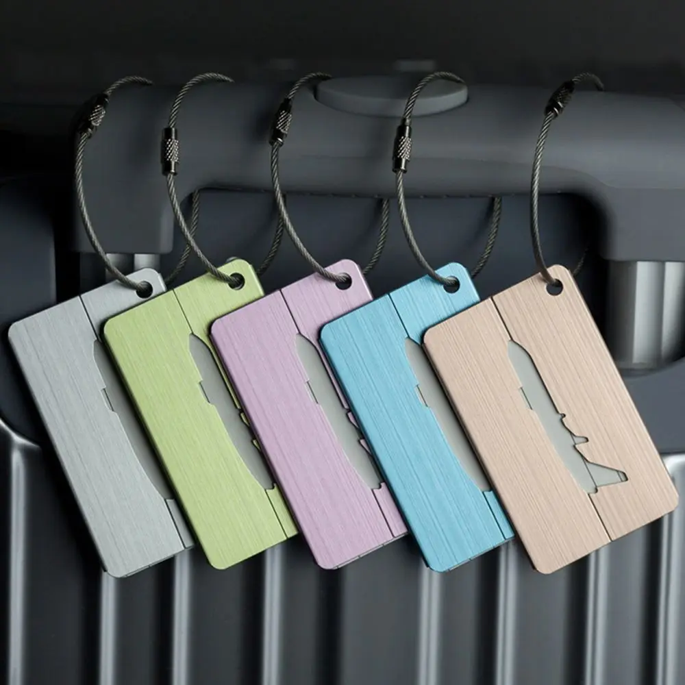 Portable Luggage Tags Aluminum Alloy Tag Suitcase ID Name Address Holder Airplane Baggage Boarding Label Card Travel Accessories | Багаж и