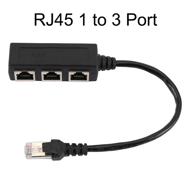

1PC LAN Ethernet Network RJ45 Connector Splitter Adapter Cable For Networking Extension 1 Male To 3 Female PORT
