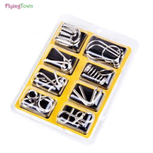 

Chinese Montessori Materials 8pcs/set Metal Wire Puzzle IQ Mind Brain Teaser Puzzles Game For Adults And Kids Eeducational Toy