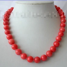Удивительные ничего себе большой 10- 11 мм круглый натуральный розовый коралловые бусины ожерелье 17- 1" W ювелирные изделия кристалл женщины