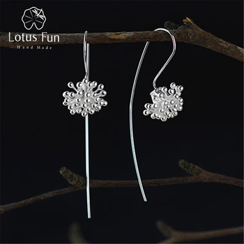 

Lotus Fun Real 925 Sterling Silver Natural Original Handmade Fine Jewelry Delicate Flower Dangle Earrings for Women Brincos