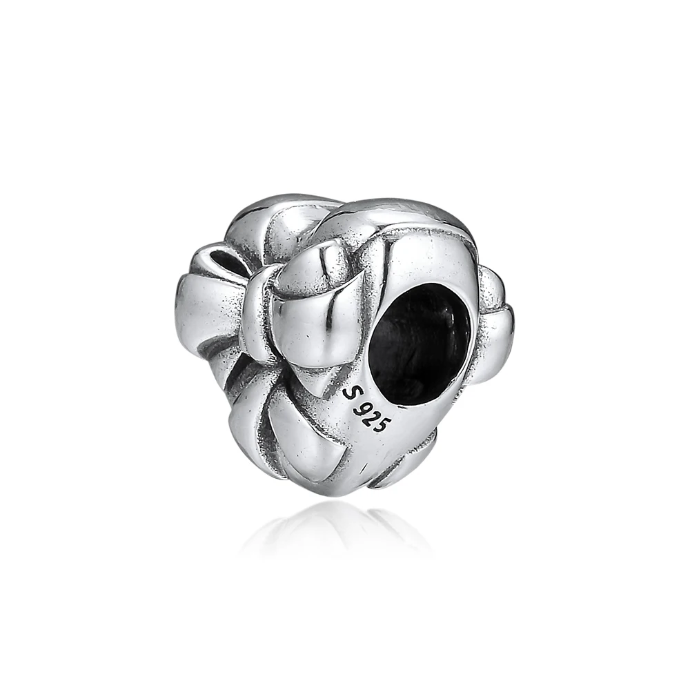 DIY подходит для браслетов Pandora Charms Brilliant Heart Bow Beads 925 пробы 100%-серебро-ювелирные изделия Бесплатная доставка