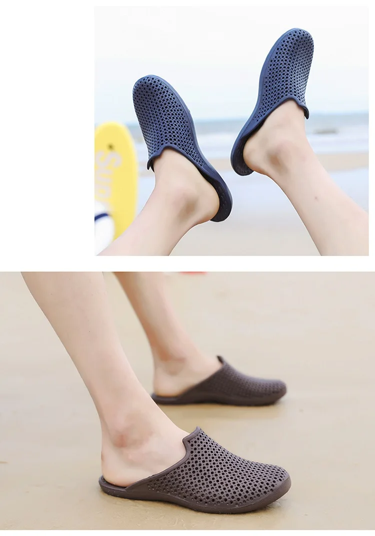 Брендовые мужские пляжные шлепанцы EVA; Летние повседневные сандалии-сабо; садовая обувь с отверстиями; прозрачная обувь; дышащие мужские Вьетнамки; размеры 39-46