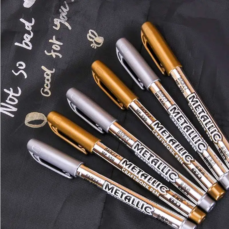 Gold Silver Color Paint Pen Metal Pen Technology Decoration Craftwork Crafts Art Painting Metalic Fabric Marker Pens Stationery Gold Silver Color Paint Pen Metal Pen Technology Decoration Craftwork Crafts Art Painting Metalic Fabric Marker Pens Stationery