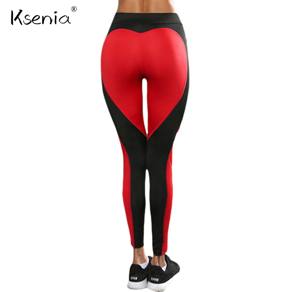 Ksenia Ladies Heart Shape breathe Leggings Women Casual Patchwork High