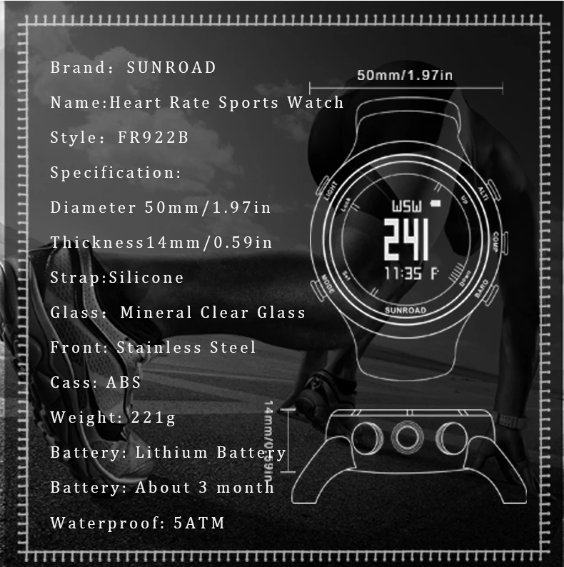 Smart heart rate watch FR922B 17