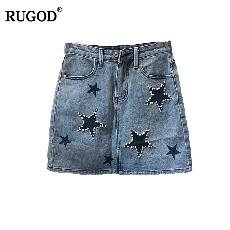 jean skirt with stars