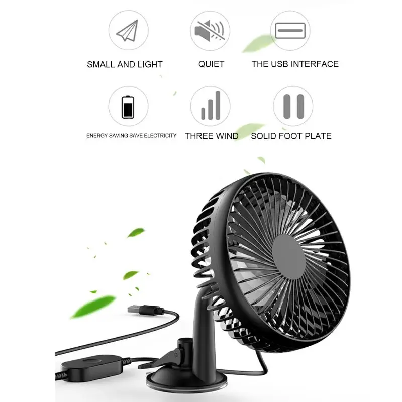 

Multifunction Suction Cup Single Head 5.5 Inch Vehicle Car Fan 12V 24V Universal Large Wind Three Speed Control USB Car Fan