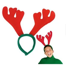 Рождественская повязка на голову, ободок с рожками, подходит для детей и взрослых
