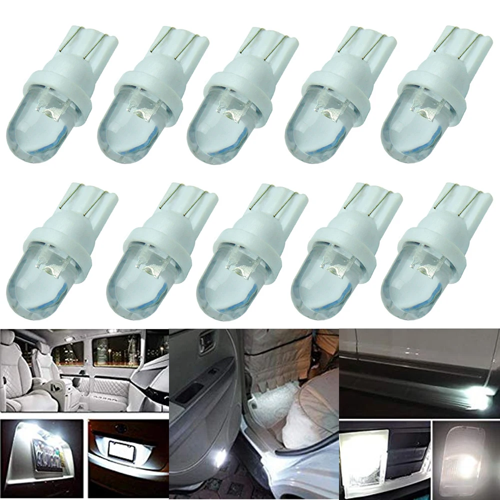 

CJXMX 10Pcs T10 LED Lights W5W 168 194 Car wedge Lights parking light Turn Side Lamps Clearance Lights 12V License Plate Lights
