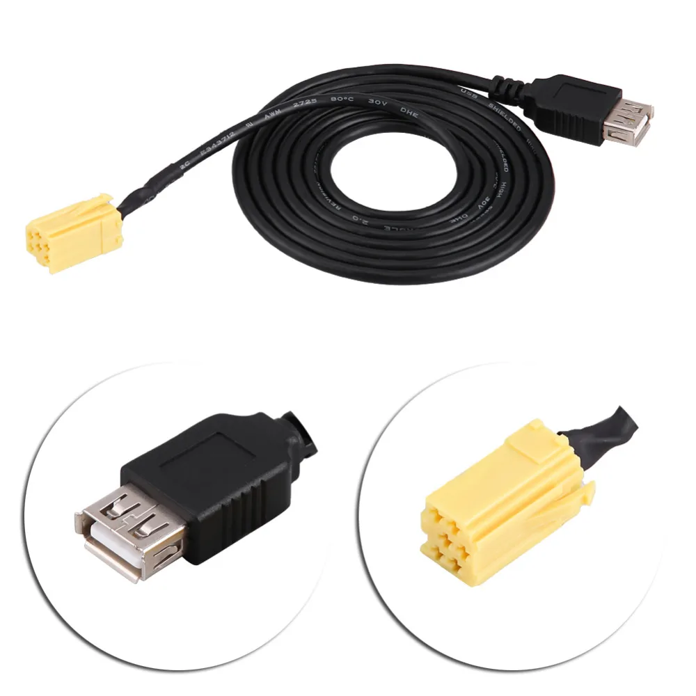 Автомобильный 6 контактный разъем 153 5 см черный адаптер USB Головные устройства с