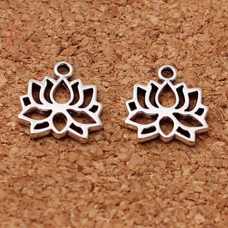 

20pcs/lot Tibetan Silver Hollow Out Lotus Charms Zinc Alloy Handmade Connector Pendants For Bracelets Earring DIY Jewelry Making