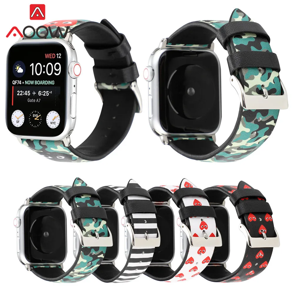 

Genuine Leather Watchband for Apple Watch 38mm 42mm 40mm 44mm Heart Pattern Replacement Bracelet Strap Band for iwatch 1 2 3 4