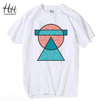 

HanHent 100% Cotton Geometric T shirt Men Short Sleeve Mens Tee shirts Streetwear Fashion Trend Pure Cotton Casual Shirts