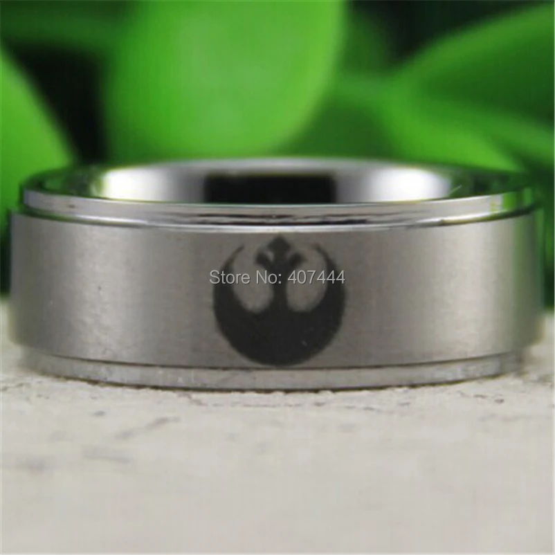 

Free Shipping YGK JEWELRY Hot Sales 8MM Silver Step Star Wars Rebel Alliance Men's Fashion Tungsten Wedding Ring