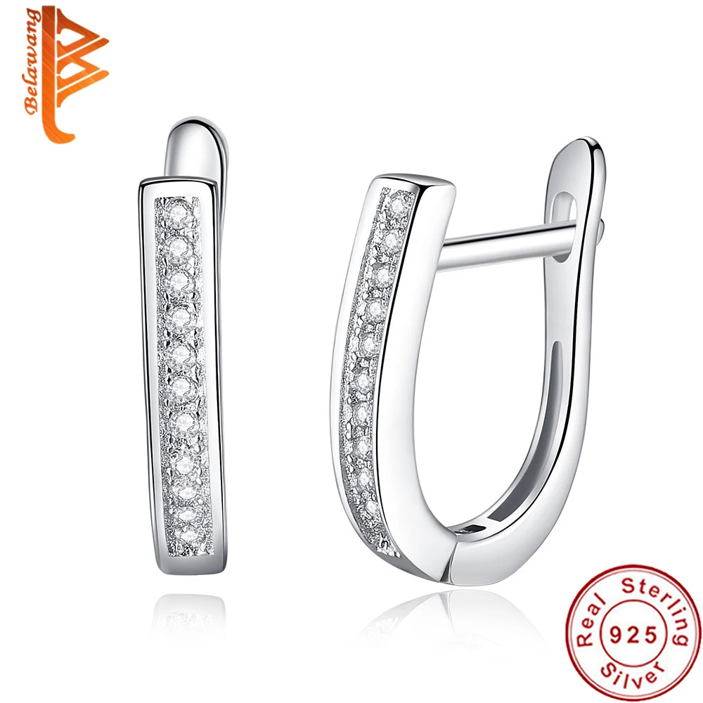 Модные 925 пробы серебряные серьги-гвоздики для женщин, ювелирные изделия класса люкс, прозрачные CZ u-образные 925 серебряные серьги для женщин oorbellen