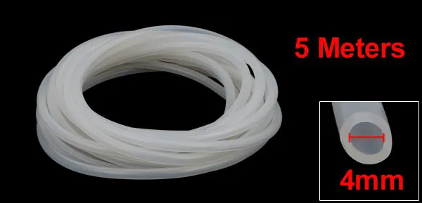 4mm x 6mm High Temp Resistant Silicone Rubber Tube Hose Pipe Milky 5 Meters Long