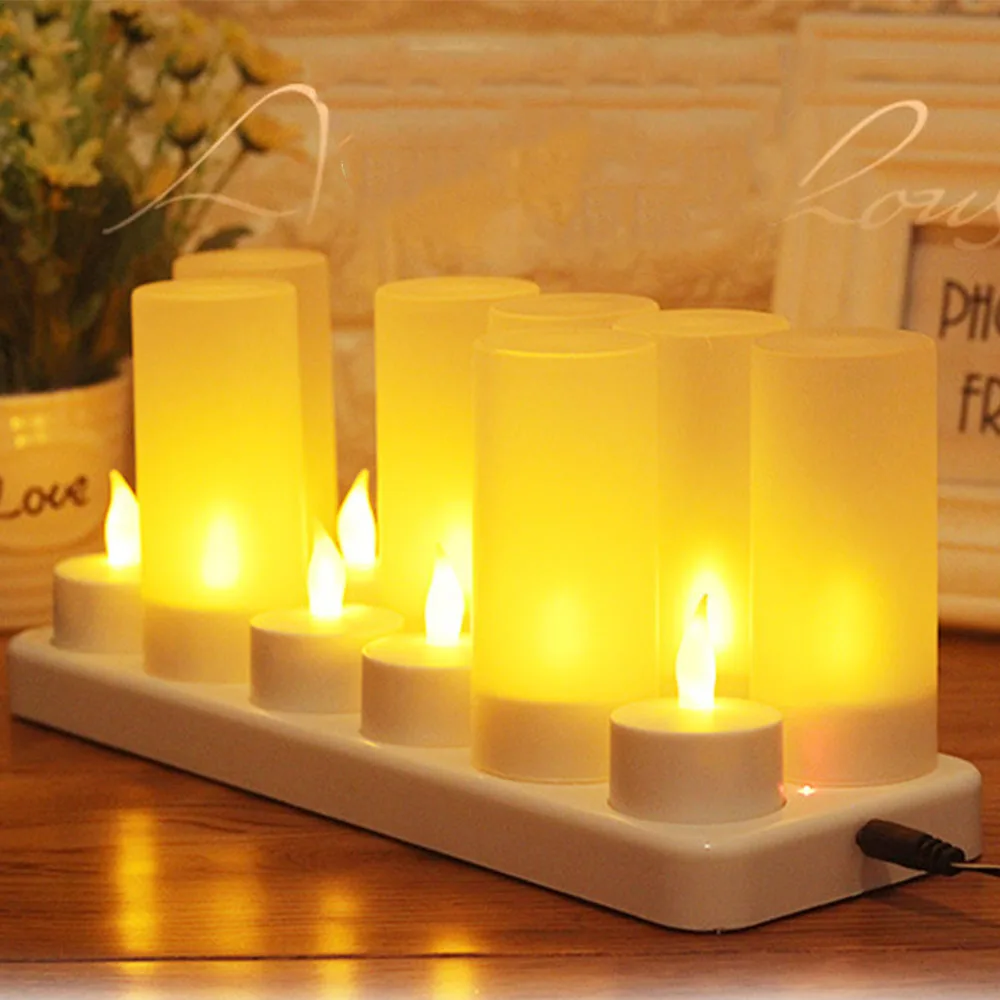 

12pcs/set remote controlled LED candles Flickering frosted Rechargeable Tea Lights/Electronics Candle lamp Wedding Pary Light