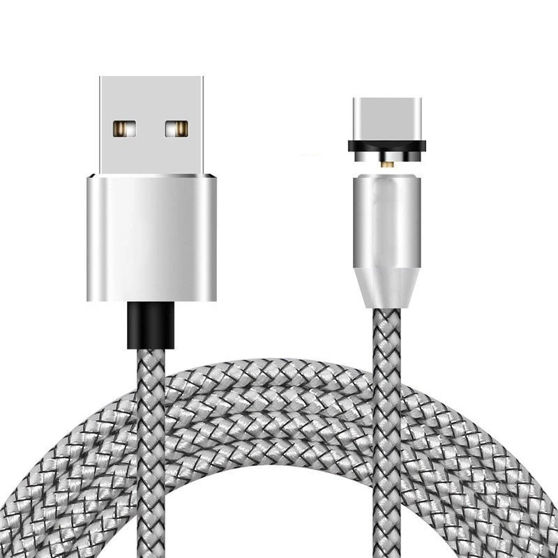 Магнитный зарядный Micro USB кабель для iPhone type C зарядный магнит Зарядное устройство USB type C кабель для мобильного телефона - Цвет: Silver