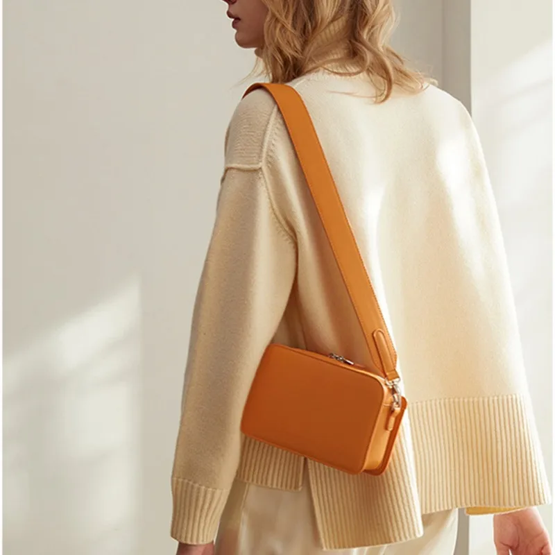  Casual Solid Color Crossbody Bags for Women Small Square Bags Lady Fashion Pu Leather Wide Shoulder - 32971180296