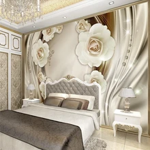 Beibehang пользовательские 3d обои фрески гостиной спальни Золотой 3d розы шелковые обои ТВ фон домашний декор