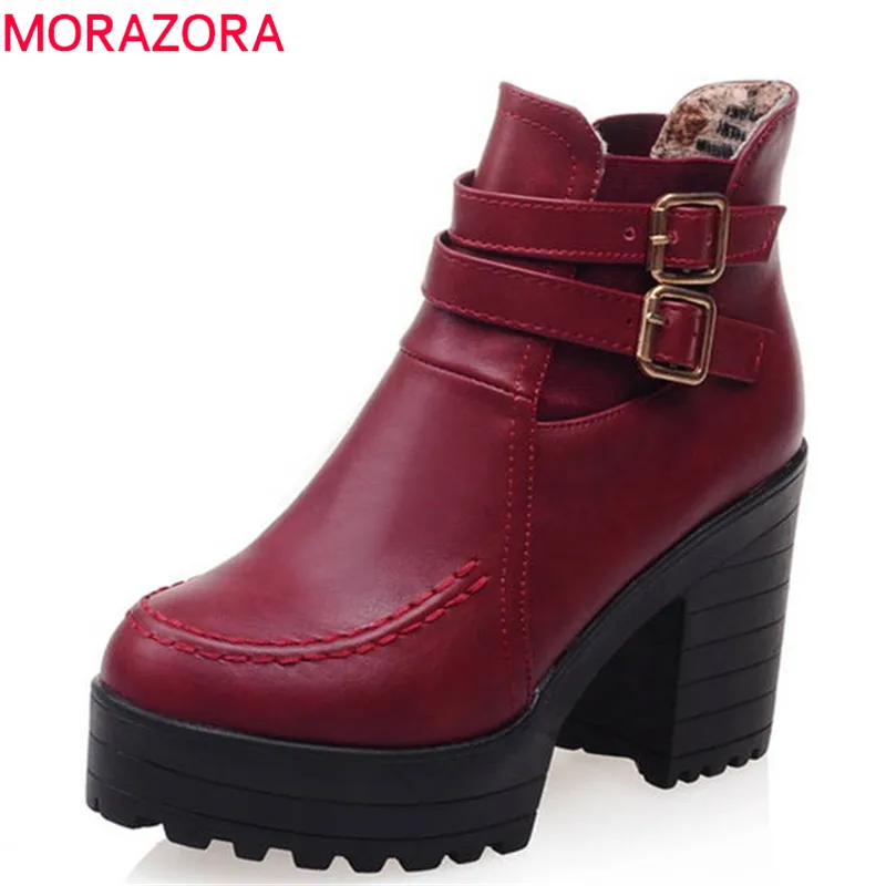 round toe platform boots