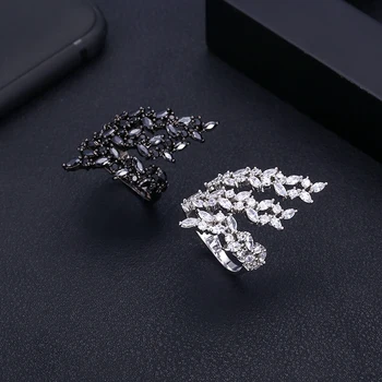 

jankelly Luxury Olive Leaf Twist Statement Rings For Women Wedding Crystal Zircon Dubai Bridal Finger Rings Jewelry Addiction