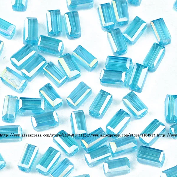 JHNBY прямоугольные Австрийские хрустальные бусины 4*8 мм 50 шт высококачественные стеклянные бусины квадратной формы для изготовления браслетов своими руками - Цвет: CF401 Lake blue