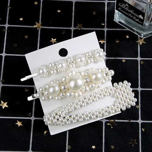 5 PCS / Set Pearl Hair Clip Pin Barrette Headwear Hair Accessories Hair Jewelry Sets Ornament Korea Metal Haripins Women - Цвет: 31 silver set